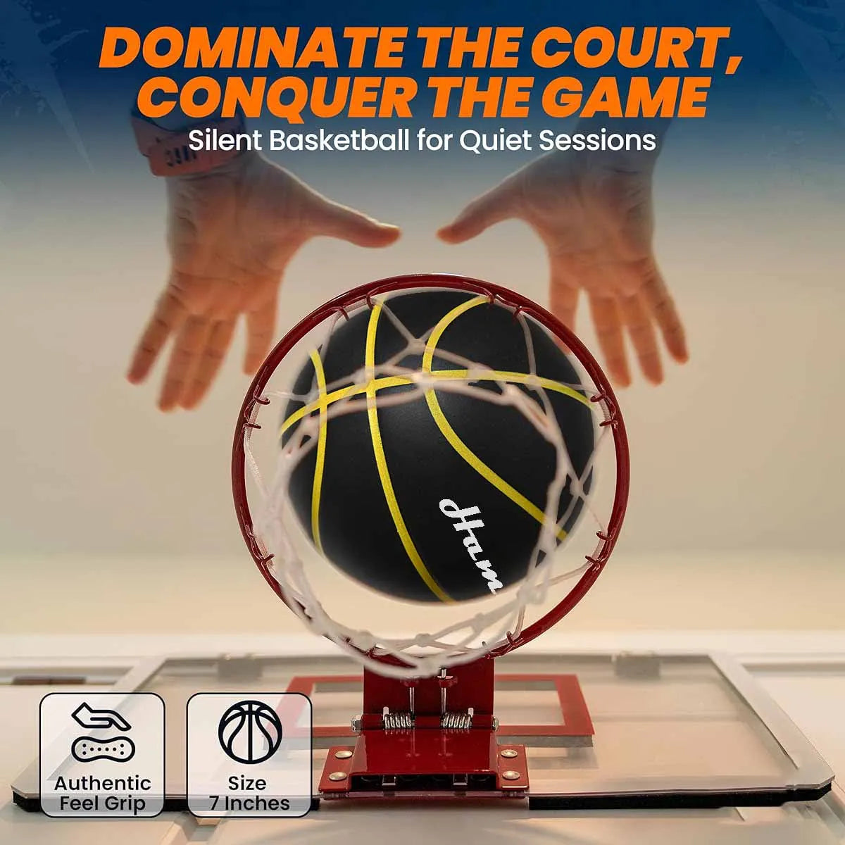 590G Geräuschloser Basketball Lautloses Dribbling Indoor Größe 7 – 29,5 Zoll PU-Schaum Airless-Basketball Leises Prellen 90% des echten Basketballs