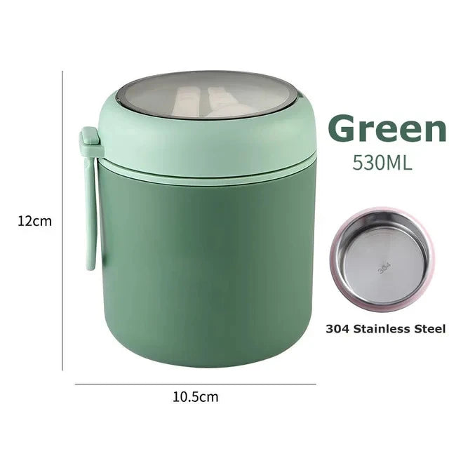 530ml/710ml Lebensmittel-Thermobehälter Isolierter Suppenbecher Thermoskanne Edelstahl Lunchbox Thermo Hält warm für Schulkinder