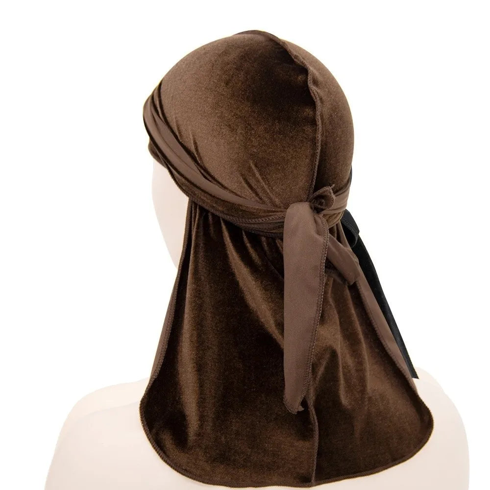 Neue Samt Durags Caps Langer Schweif Atmungsaktiver Turban Hut Elastisch Verstellbarer Kopftuch Haar-Accessoires
