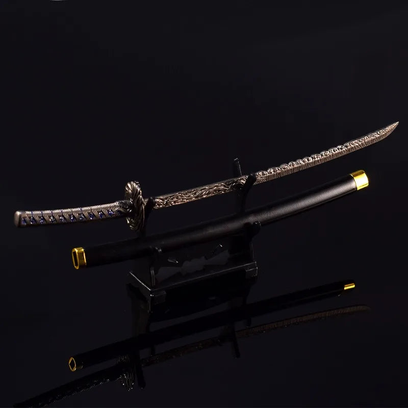 26cm Ombre de l'Épée des Étoiles Modèle d'Arme de Porte-clés de Jeu Japonais Katana Accessoire Porte-clés Ornements Cadeaux Collection d'Artisanat