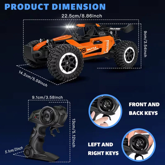 DK087 RC Car Off-Road All Terrain Truck 20KM/H 2WD Remote Control Car 1:16 Metal Shell LED Headlights Hobby RC Vehicle Toy Gifts