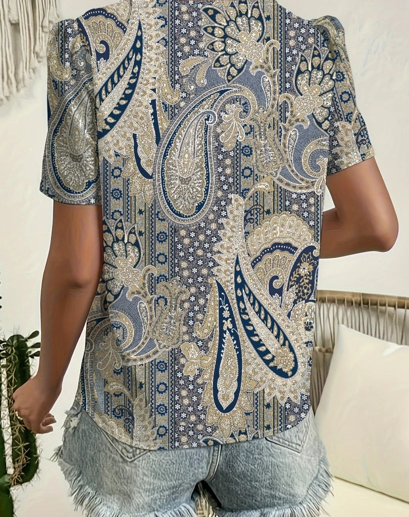 Große Größen Temperament Bluse Lässige Weite Damenbluse Elegante Kurzarmbluse Alltag