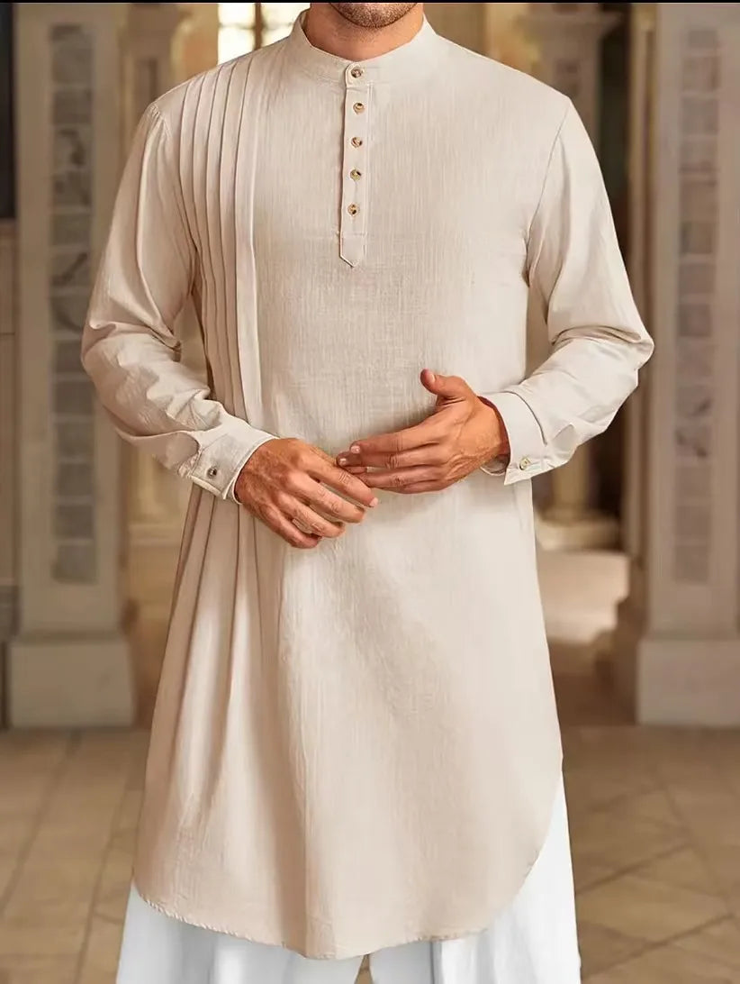 Chemise musulmane ample en coton pour homme du Moyen-Orient, arabe, malaisien, nouveauté 2025