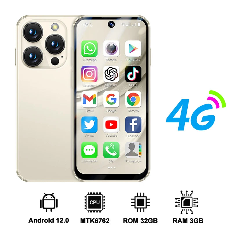SERVO 19PRO Android Mini Smartphone 4G Cellular 6GB+128GB 3.88" HD Display Face Unlock 2 SIM Small Mobile Phones GPS Play Store