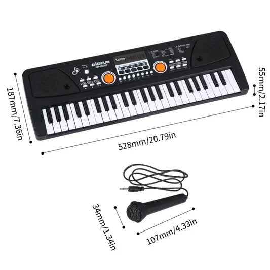 49 Touches Piano électrique USB & Microphone Clavier musical numérique électronique 16 Tonalités 8 Rythmes 6 Chansons de démonstration Cadeaux musicaux pour Enfants