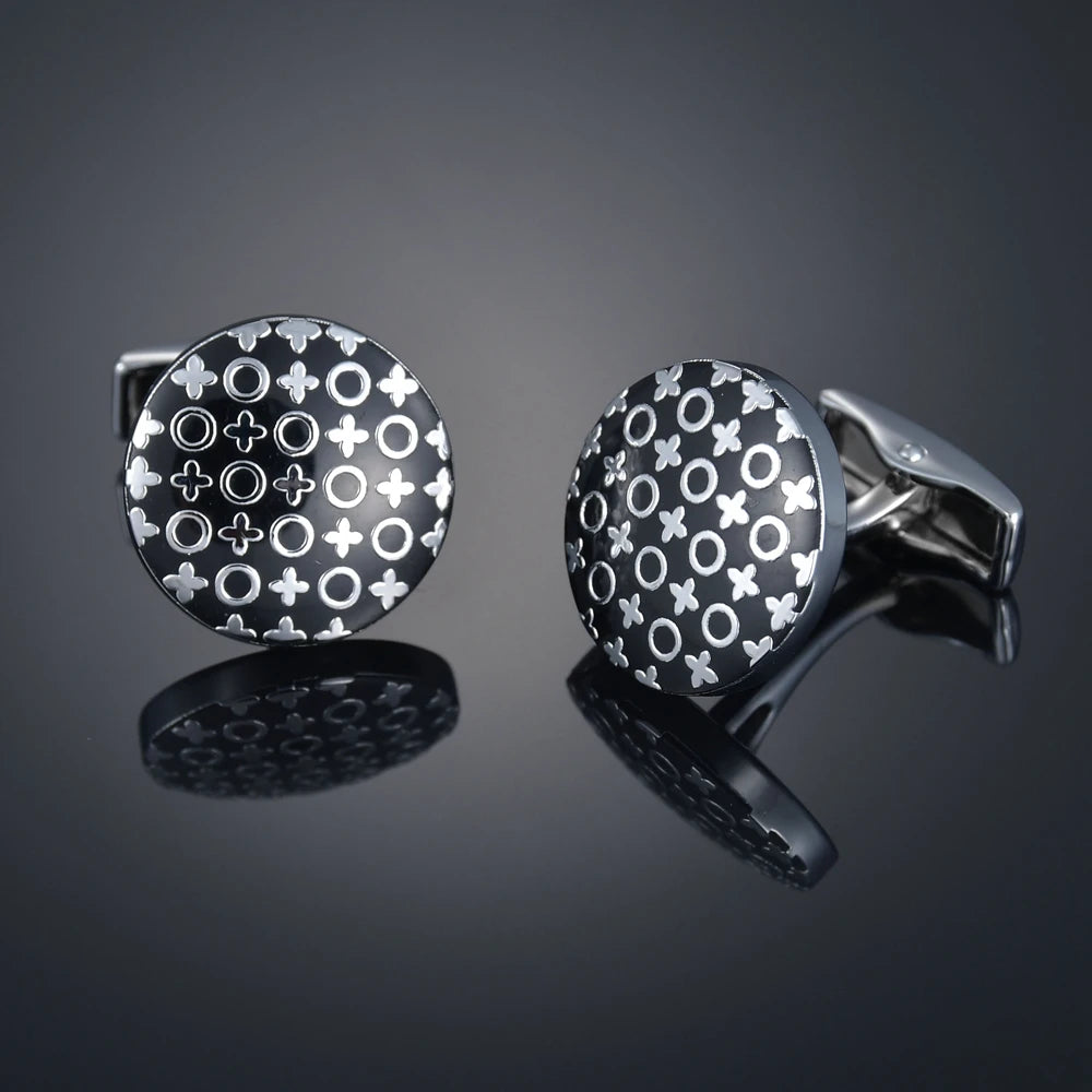 Quality Gems Craft Manschettenknöpfe Blumenmuster Golden Horse Muster Stoff Französische Ovale Hemd gemelos cuff links