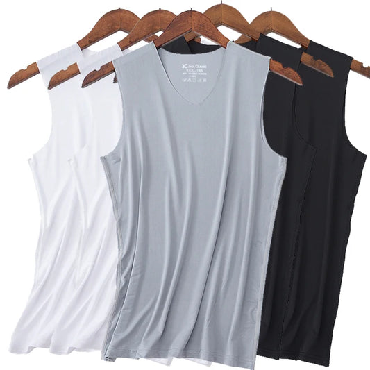 3er-Pack Herrenunterwäsche für Herren Seiden-Tanktop Herren Hochwertiges Bodybuilding-Singlet Ärmelloses Slim-Fit-Westen-Herren-Bodyshaper 5XL