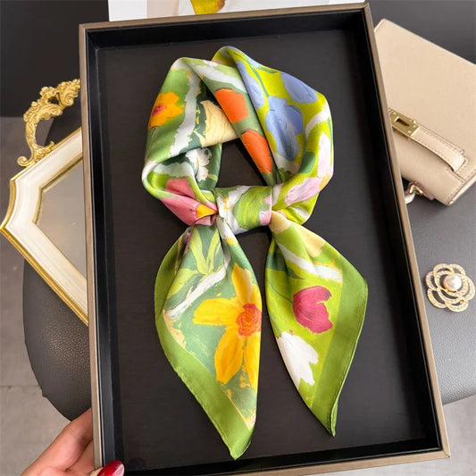 70*70cm Square Silk Scarves Women Hijab Shawls Abaya Women Veil Islamic Turban Femme Head Scarf Foulard Bandana Beach Pareo 2025