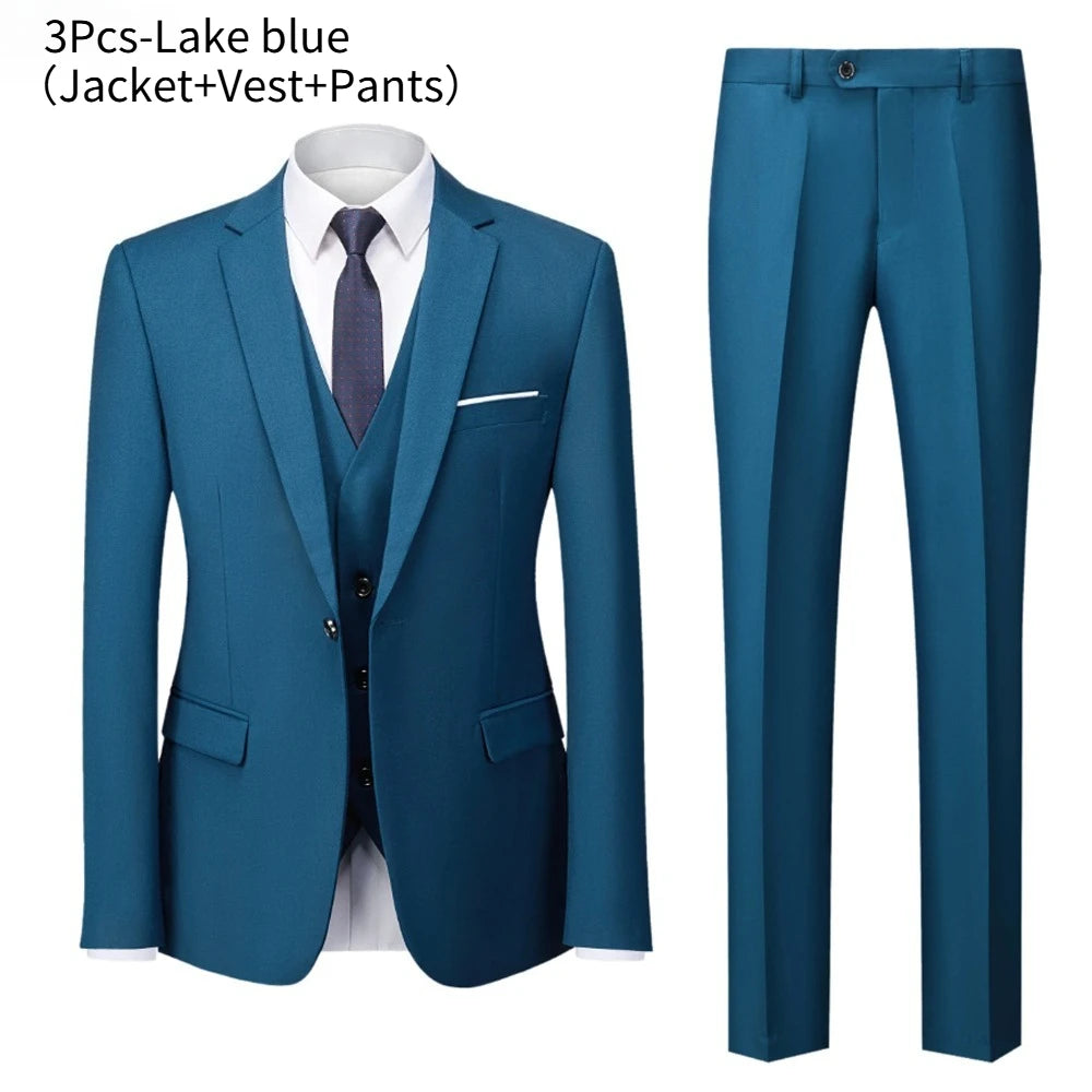 Herrenanzüge 3-teiliges Set Elegant Hochzeit Mode Klassische Volljacken Weste Hose Blazer Outfit 2025 Formelles Kostüm
