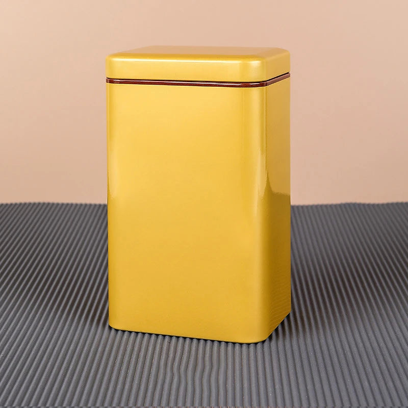 Metal Retro Square Tea Can Candy Food Storage Case Spices Sealed Packaging Box Tinplate Empty Cans Container Storage Box
