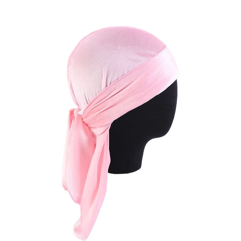Neue Unisex Samt Durags Bandana Turban Hut Männer Frauen Atmungsaktive Lange Schwanz Piratenhüte Mütze Hip Hop Stirnband