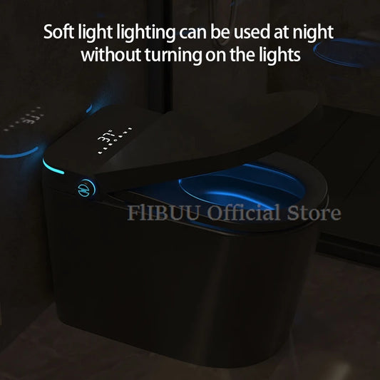 Elongated One Piece Smart Bidet Toilet Built-in Water Tank Unrestricted By Water Pressure Display Screen Warm Water Foot Sensor