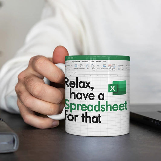 Creative Portable Excel Pattern Ceramic Mug Home Office Desktop Coffee Cup Water Cup Fun Gift 1 Pcs