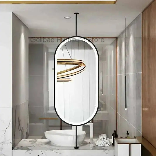 Design Gold Spiegelschrank Badezimmer Metallrahmen Wandspiegel Oval Kreativer LED Espejos Decorativos Wohnaccessoires