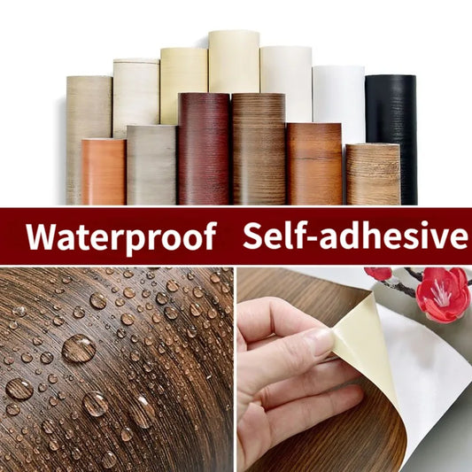 90CM Width Wood Grain PVC Wallpaper for Door Wardrobe Cupboard Table Furniture Waterproof Self Adhesive Stickers Home Decor Film