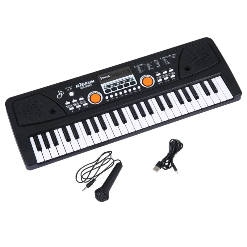 49 Tasten USB-Elektroklavier & Mikrofon Digitales Musik-Keyboard 16 Töne 8 Rhythmen 6 Demo-Songs Musikgeschenke für Kinder