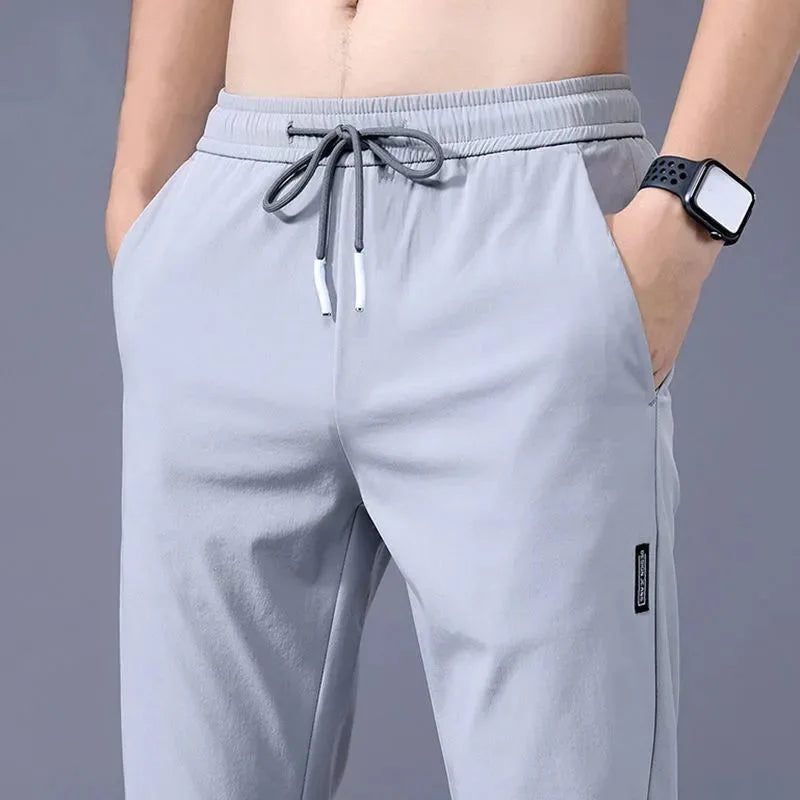 Sommer Herren Eisseide schnelltrocknende Freizeithose schmal geschnitten koreanische Version Eisseidehose Sporthose gerades Bein schnelltrocknend p
