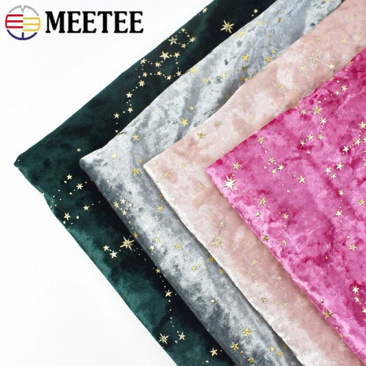 Meetee 45*145cm 90x145cm Polyester-Elasthan-Stoff für Bekleidung Kleiderstoffe DIY Elastischer Samtstoff Nähzubehör