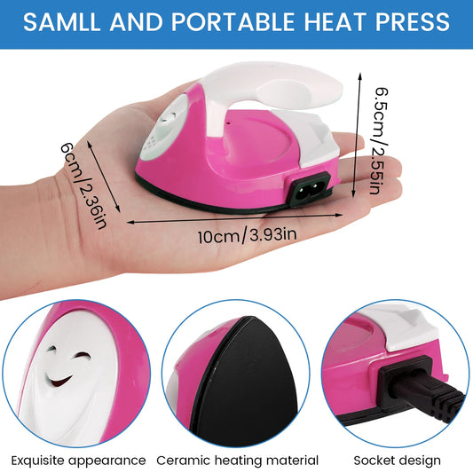 Mini Craft Iron Electric Iron Portable Handy Heat Press with Silicone Heat Insulation Pad Small Iron For Ironing Clothes Laundry