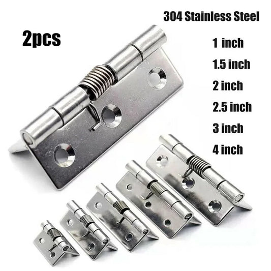 2pcs Spring Hinges Self Closing Stainless Steel Spring Door Hinge Hardware 1/1.5/2/2.5/3/4Inch For Doors Gift Boxes Cabinets