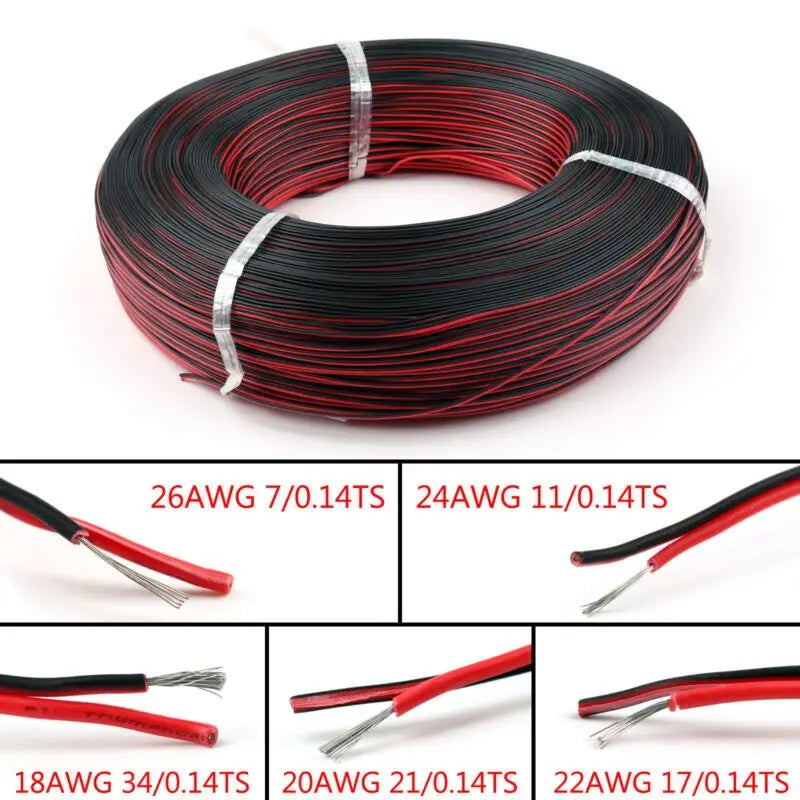 2-poliges rotes und schwarzes PVC-Verlängerungskabel 22awg 20awg 18awg Verzinnter Kupferdraht für den Hausgebrauch