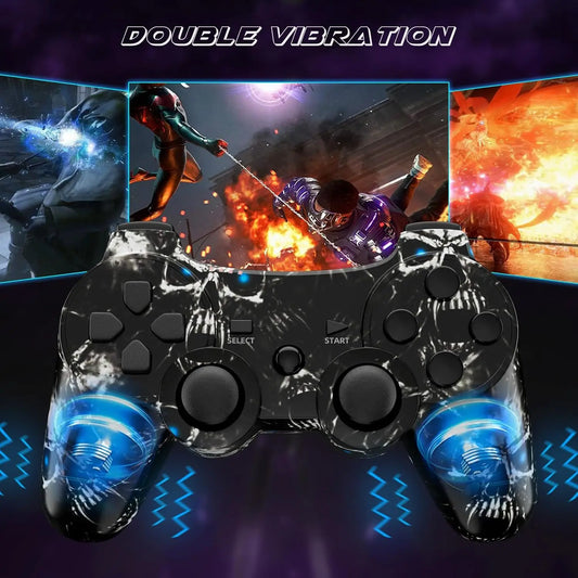 Manette pour PS3, Manette sans fil avec détecteur de mouvement, Double Vibration, Télécommande Bluetooth pour PlayStation 3, Crâne