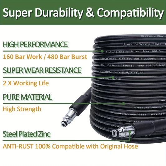 50FT/15M for Bosch High Pressure Cleaner High Pressure with Connect Extension Hose Power Washer Water Durable Plastic for Car