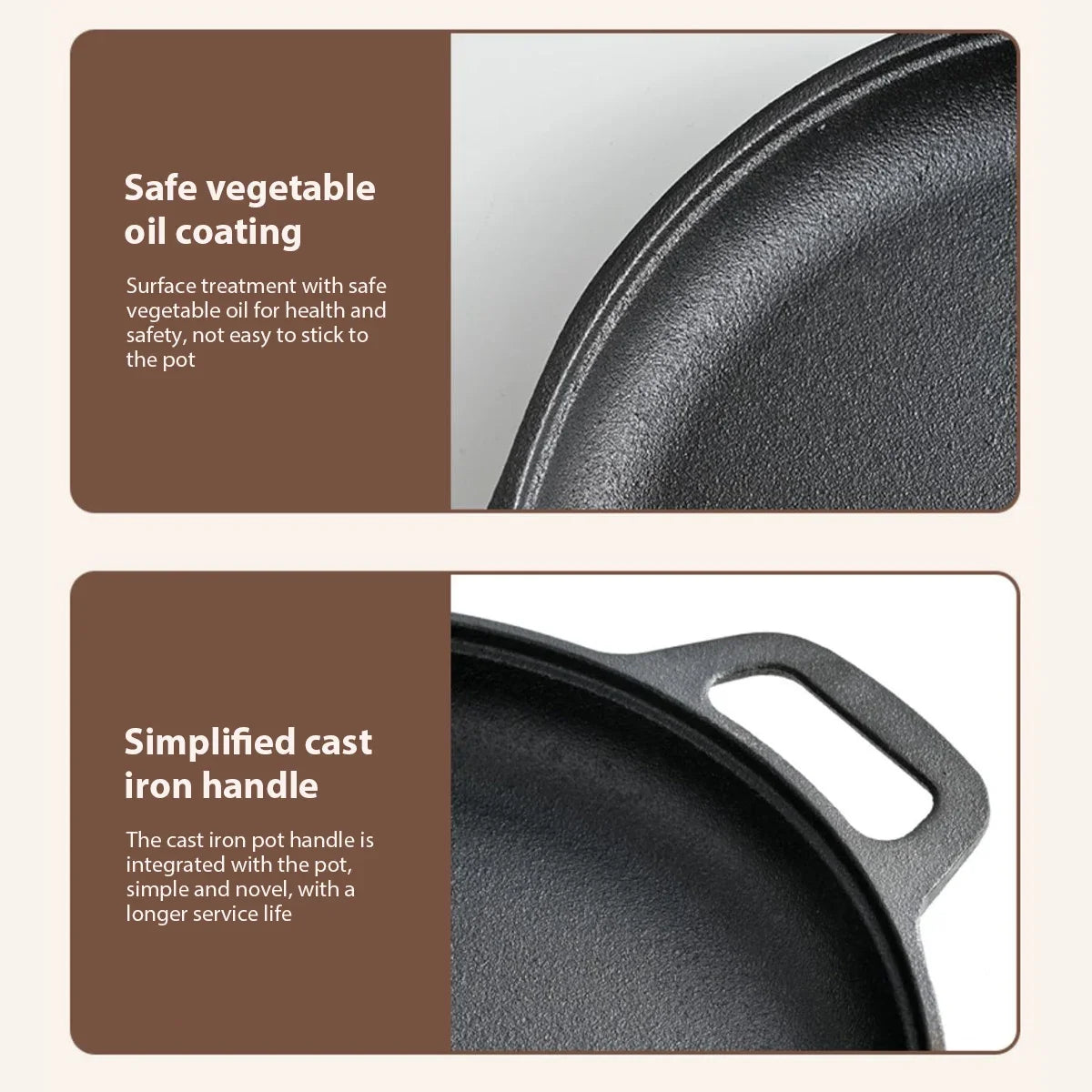 Cast Iron Frying Pan Non-stick pan Pizza Egg Pancake Pot Vegetable Steak Skillet Home Kitchen Flat Pan Omelette Outdoor Cookware