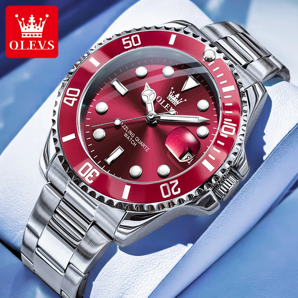 OLEVS 5885 Herrenuhr Original Marken Wasserdichte Quarzuhr Edelstahlarmband Automatisches Datum Herren Geschenkuhren Für Männer