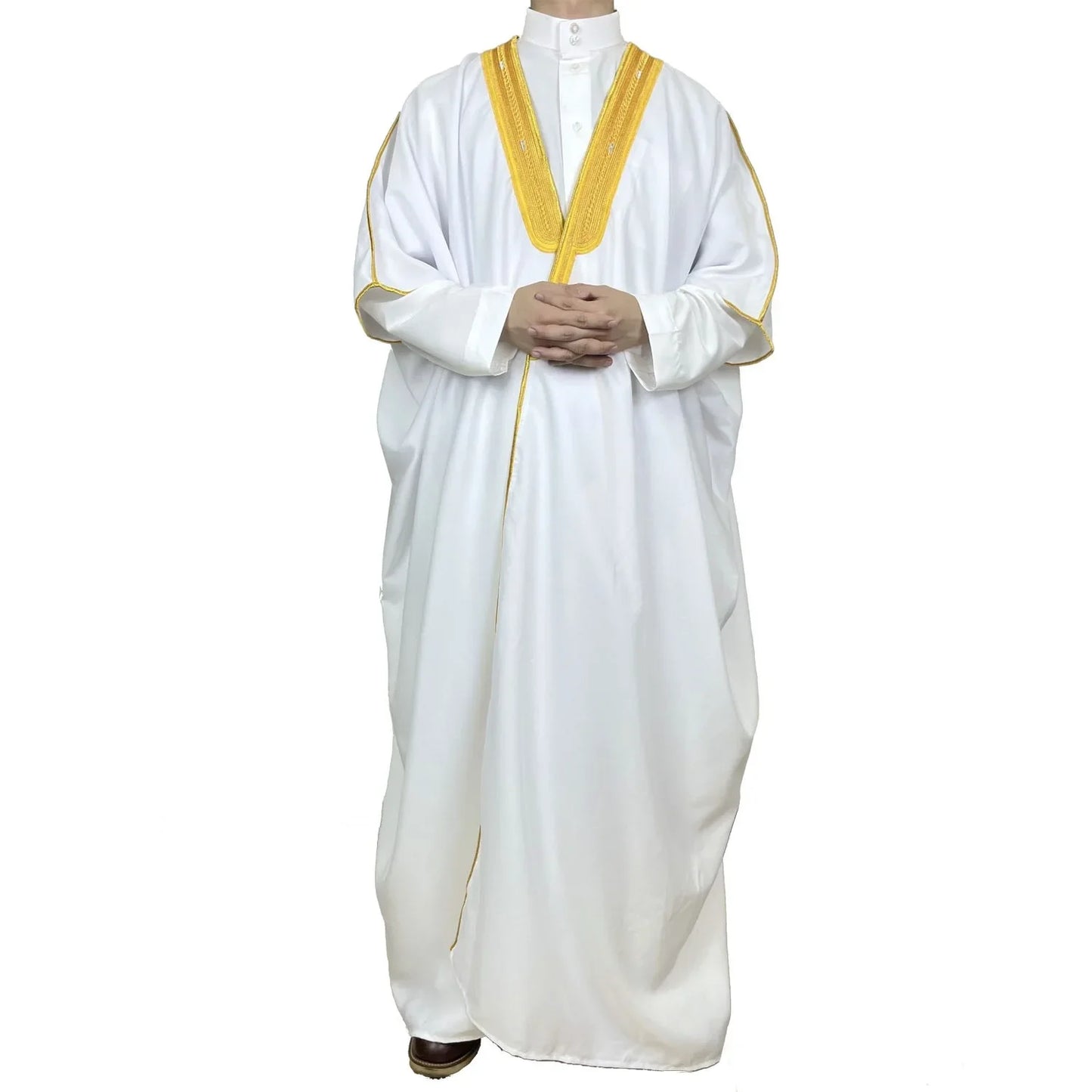 Moyen-Orient Hommes Ouvert Abayas Musulman Robe Kimono Dishdasha Vêtements Islamiques Dubaï Arabie Saoudite Caftan Brodé Robe Prière Thobe
