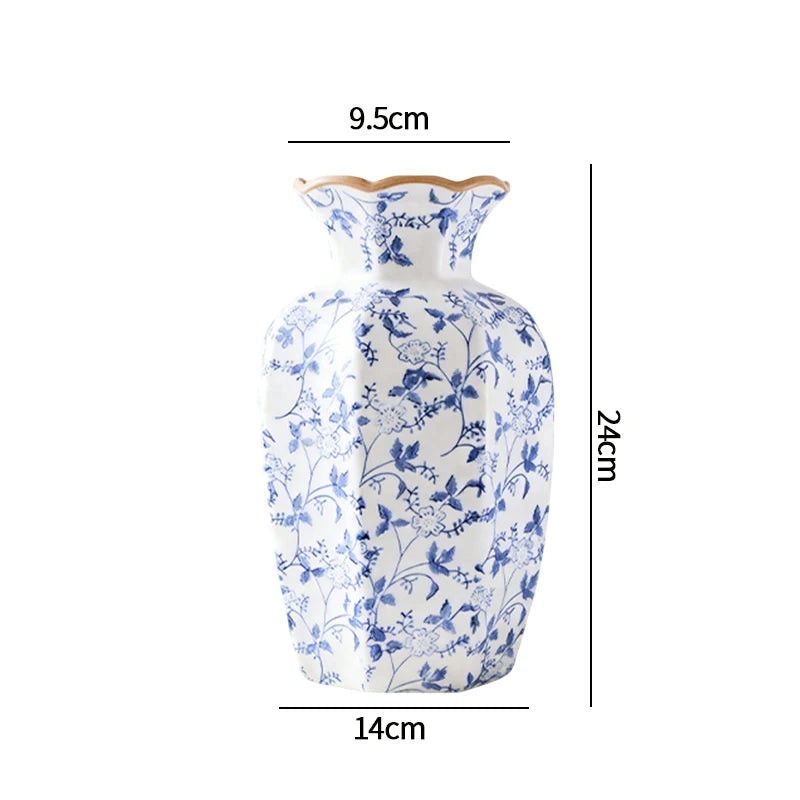 Keramik Blumenvase Tischdeko Ästhetische Vase Hydroponische Pflanzenvasen Desktop Ornament Heimdekoration