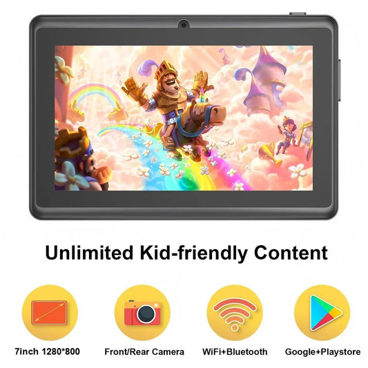 Tablettes 7 pouces BDF-Q8 sous Android 13, 4 Go de RAM, 64 Go de ROM, extensible à 1 To, Wi-Fi, batterie 4000 mAh, double caméra, tablette PC Google pour l'apprentissage