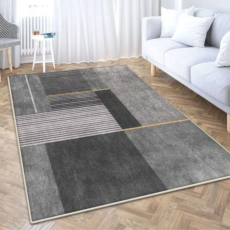 Moderner geometrischer TEPPICH FÜR WOHNZIMMER Leichte Luxus-Dekoration Schlafzimmer Leicht zu reinigender Teppich Große Fläche Wohnzimmer Anti-Rutsch-Matten