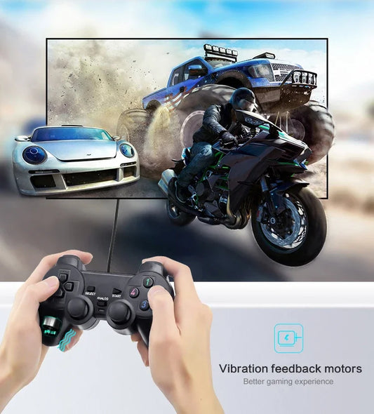 Manette filaire Data Frog avec sticks analogiques et vibrations, contrôleur USB pour PC et console PlayStation 2, pour des jeux rétro instantanés