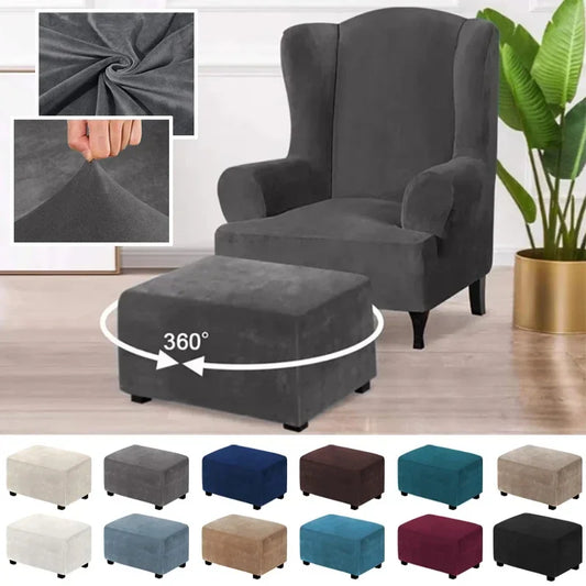 1PC Elastic Velvet Slipcover Rectangle Low Stool Cover Thick Super Soft Footrest Covers Non Slip Washable Furniture Protector