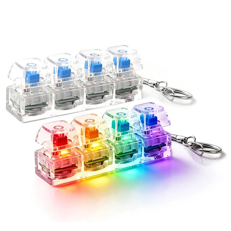 LED Tastatur-Schlüsselanhänger Fidget Toys Kristall-Clicker sensorisches Spielzeug zur Stressbewältigung Tastatur-Schlüsselanhänger Geburtstagsgeschenk für Kinder