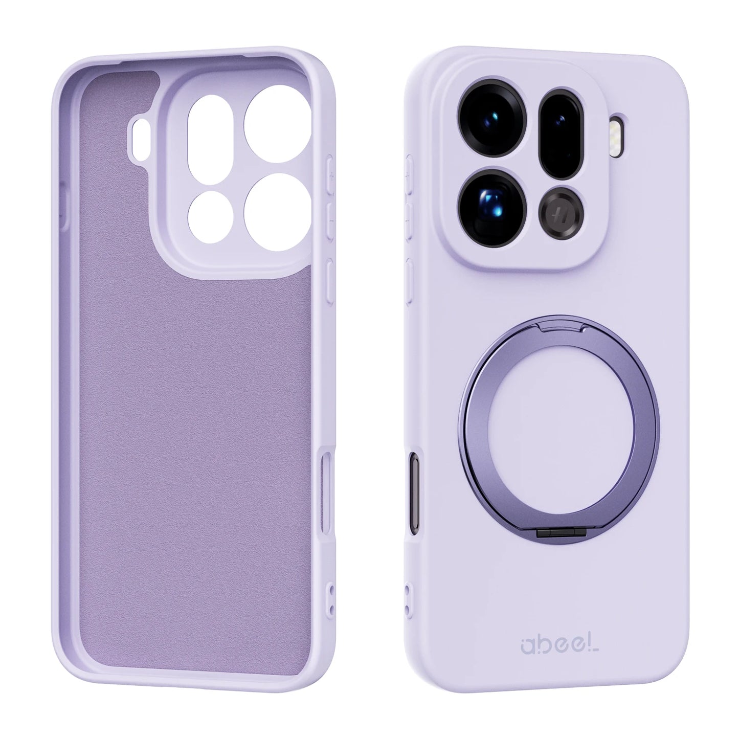Für OPPO Find X9 Pro Hülle Flüssigsilikon mit Magsafe Ringhalter innen weichem Fell Handyhülle