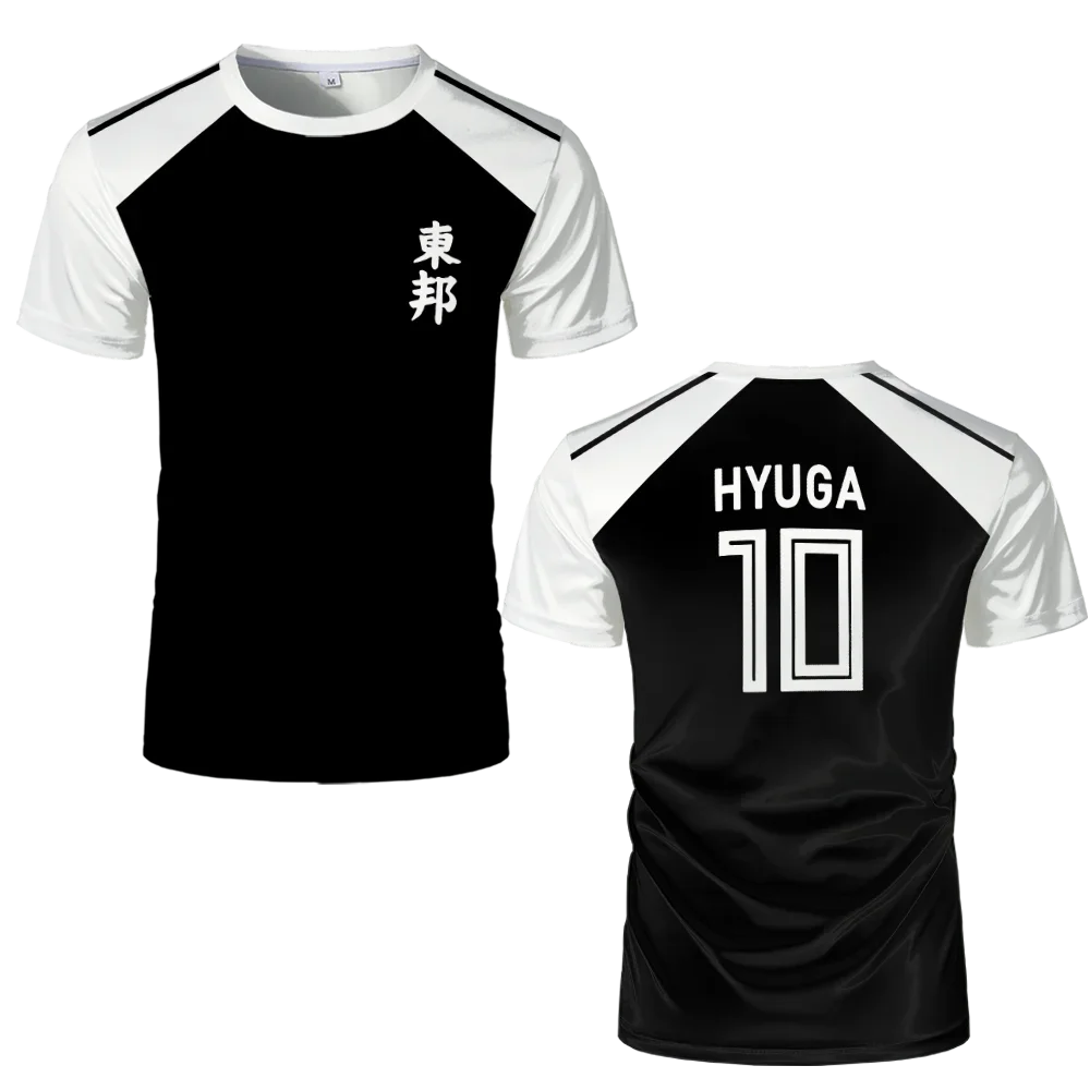 Captain Tsubasa Anime T-Shirt Hyuga Animation Cosplay Kurzarm 3D-gedrucktes Fußballtrikot T-Shirts Herren Designer Kleidung