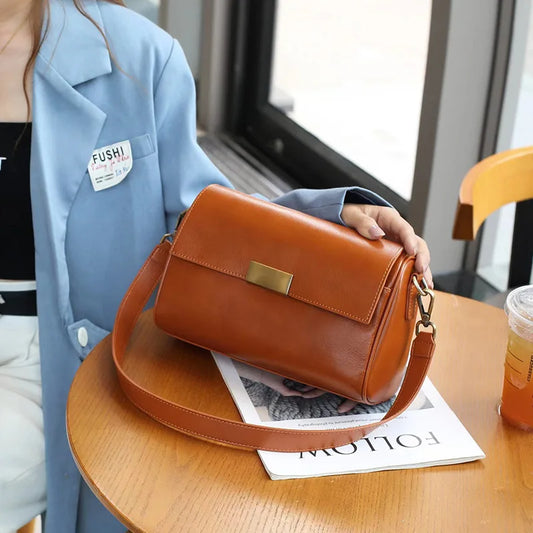 Women Versatile Cow Leather Shoulder Bag Ladies Crossbody Bag 2025 New Plant Tanned Top Layer Cowhide Casual Messenger Handbag