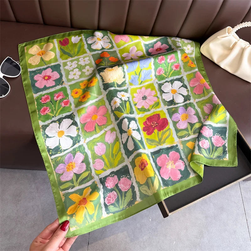 70*70cm Quadratische Seidenschals Damen Hijab Tücher Abaya Damen Schleier Islamischer Turban Femme Kopftuch Foulard Bandana Strand Pareo 2025