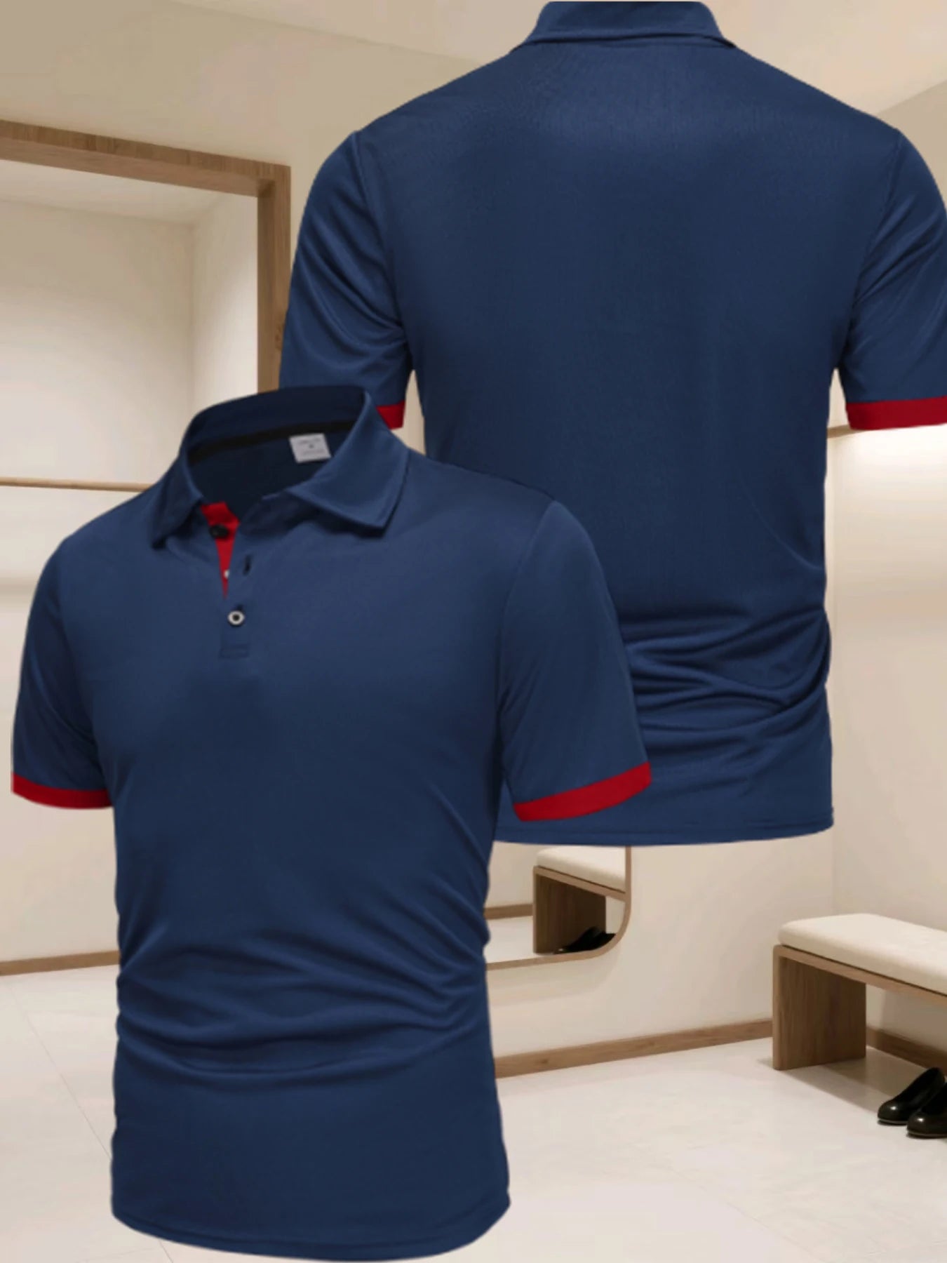 Herren Polo-Shirt-Oberteil, Outdoor-Sport-Kontrast-T-Shirt-Oberteil, atmungsaktives Herren-Outdoor-Sport-Polo-Shirt, trendiges Kontrast-Poloshirt