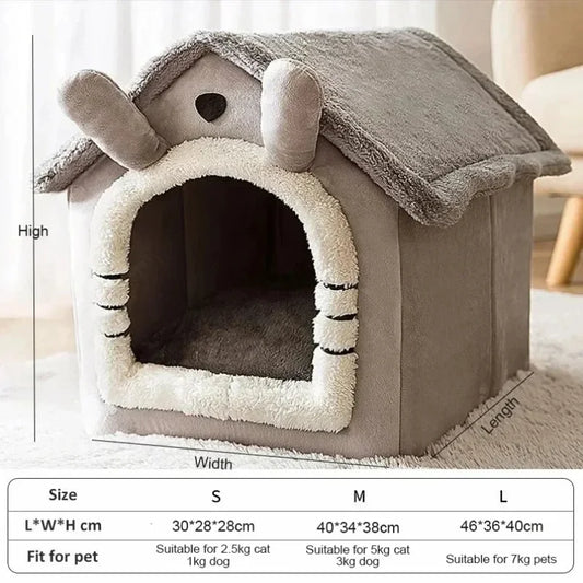 Indoor Warme Hundehütte, weiches Haustierbett, Zelthütte, Hundezwinger, Katzenbett, abnehmbares und waschbares Kissen, ganzjährig universell einsetzbar