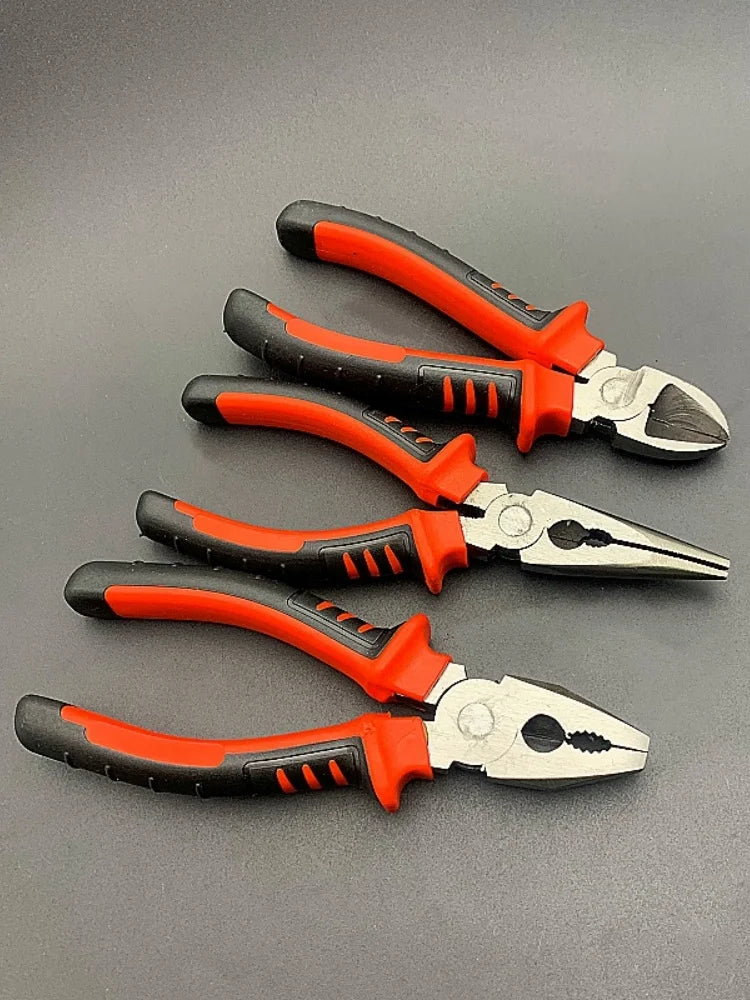 3-teiliges Zangenset, Seitenschneider, Spitzzange, Industrie-Qualität, Bevorzugte Zange, Strapazierfähiger Chrom-Vanadium-Stahl, Geeignet zum Drahtschneiden, Schraubendreher usw