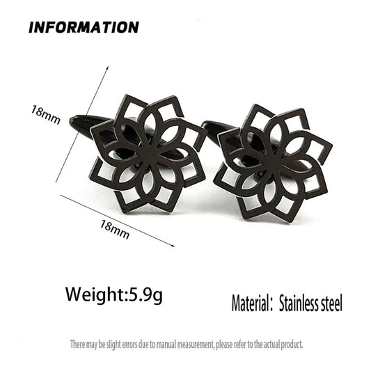 Punk style Flower of Life Stainless Steel Gold-plated 18K Cufflinks, French Shirt Buttons, High Quality Waterproof Jewelry