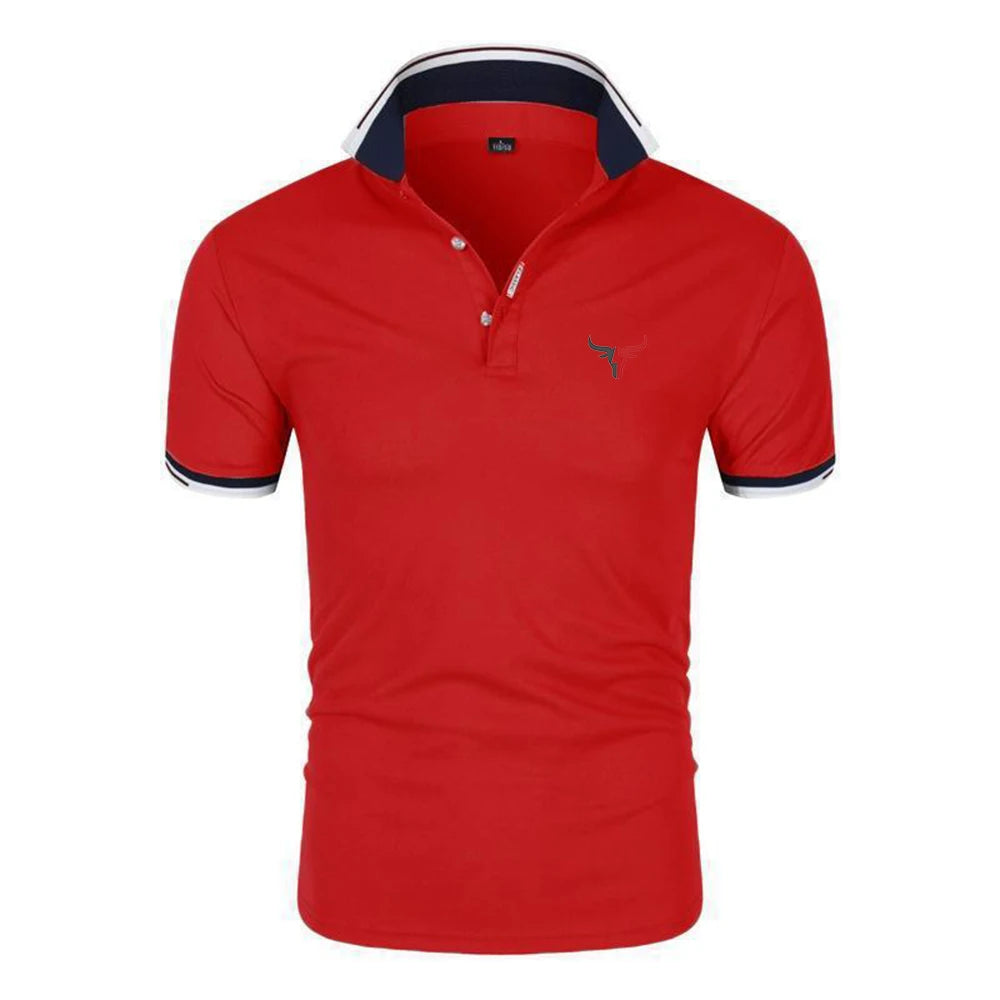 2026 Men New Sport Bull Pattern Six-color Polo Shirts Stand Collar Breathable Sport T-shirt Summer Fashion Short Sleeve