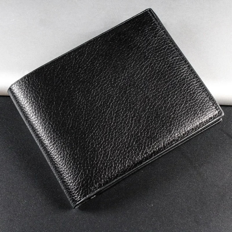 Herren Brieftasche Echtes Leder Herren Geldbörsen Premium Produkt Echte Rindsleder Portemonnaies für Männer Kurz Schwarz Portemonnaie Portefeuille Homme