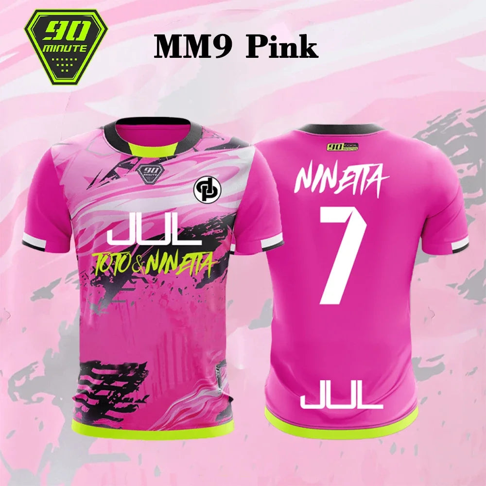 90 Minuten MM9 JUL Fußballtrikot 3D-Druck Sport Schnelltrocknend Atmungsaktiv Herren T-Shirt Outdoor Street Fitness Training Kurzarm