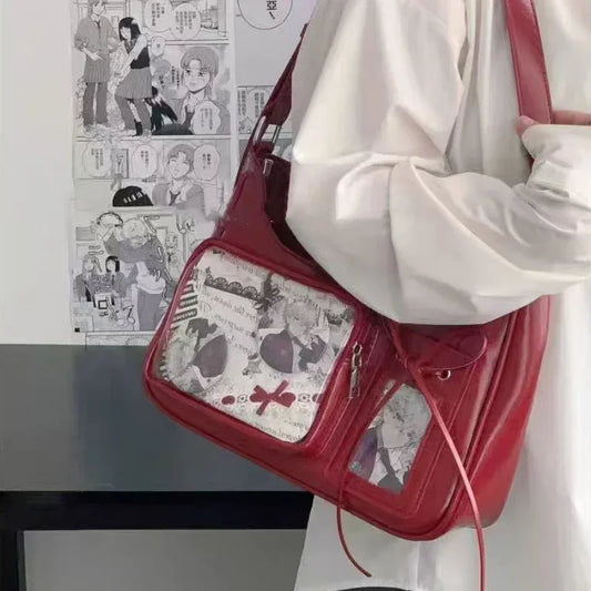 Schultertasche für die Schule weibliche japanische Designer Handtasche Geldbörse Y2k Harajuku Umhängetasche Damen koreanische transparente Tasche