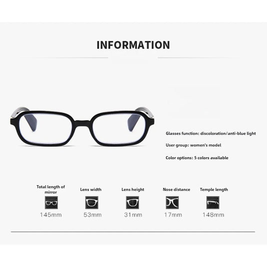 Photochromic Myopia Glasses Stylish HD Small-Frame Printed Temples Luxury-inspired Blue Light Protection Eyewear Diopter To -4.0