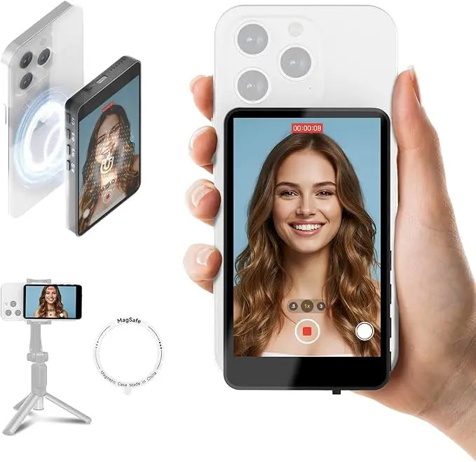 4K magnetischer Selfie-Monitor, kabelloser Rückkamera-Bildschirm, 50 m Fernbedienung für Live-Streaming, Vlog- und Videoaufnahmen